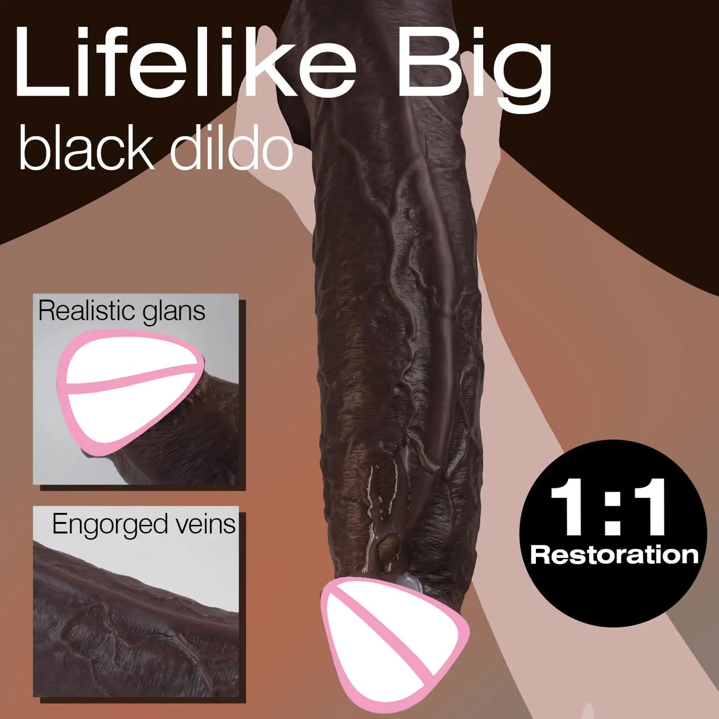 NEW Arrivals 27cm Super Long Realistic Black Dildo with Suction Cup Silicone Penis Anal Dildos Adults Sex Toys for Women Man Strap On Dick Vagina Stimulator