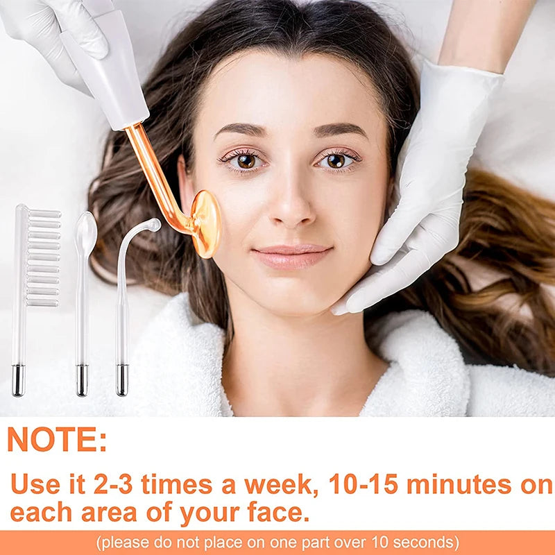NEW Orange High Frequency Facial Machine Full Set Electrotherapy Wand Neon Argon Tubes Wands Device Face Skin Care Accessories Beauty Tools Home Use Ladies Beauty Salon Spa Supplies