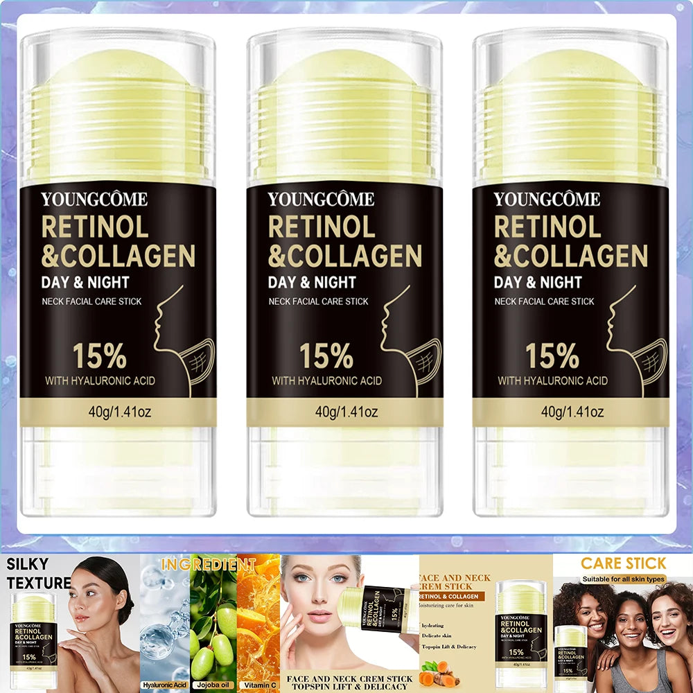 NEW 3PCS Set Retinol Face and Neck Treatment Bar Collagen with Firming Elasticity Improve Loose Skin Lotion Moisturizes and Brightens Ladies Skin Care Korean Products