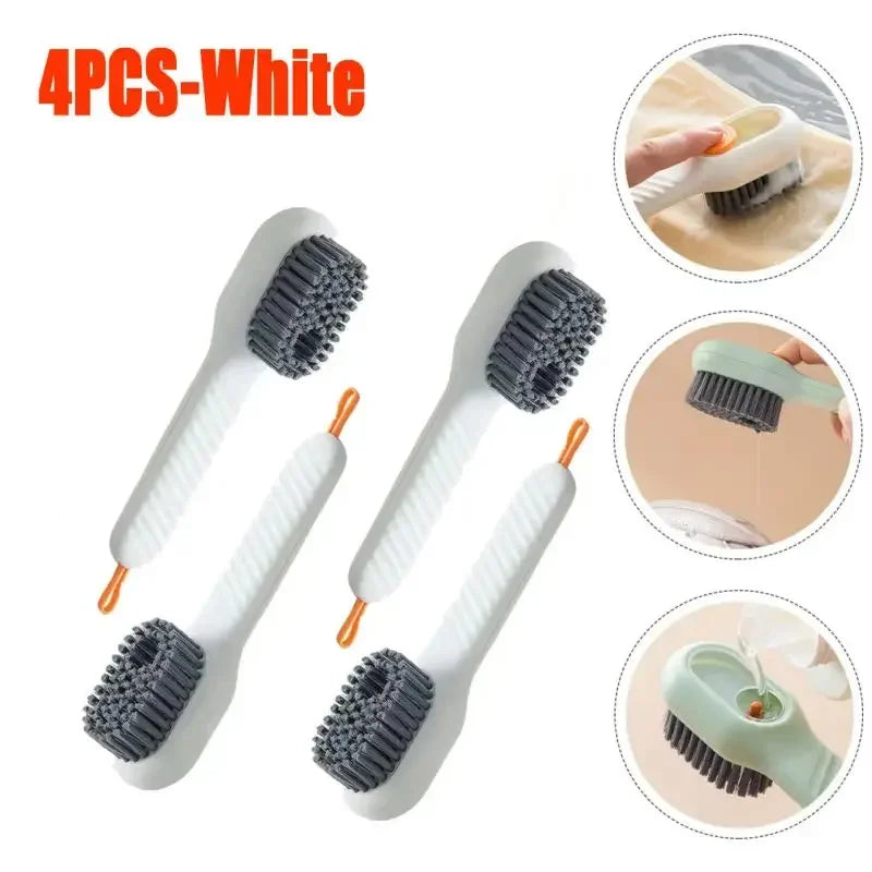 NEW Arrivals 4PCS Set Green/White Fashion Multifunction Shoes Sport Sneakers Boots Brush Soft Bristled Liquid Filled Up Wash Shoe Cleaning House Accessories Clean Kitchen Tools