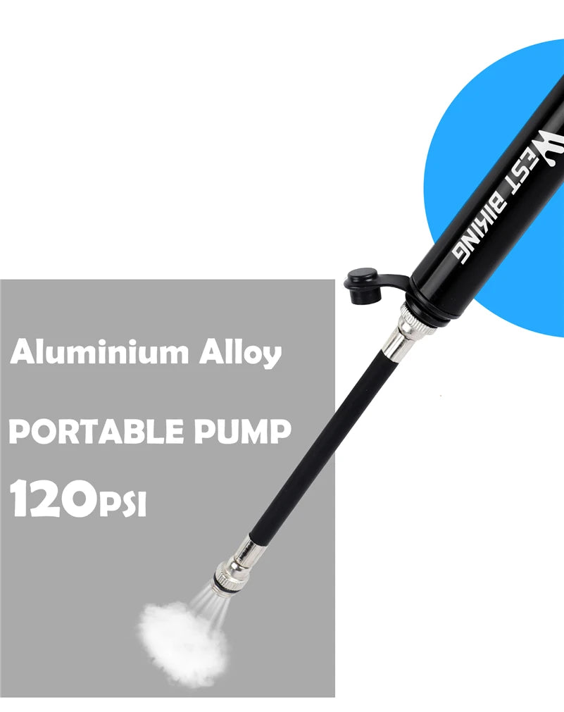 NEW Arrivals 100Psi Mini Bike Pump Aluminum Alloy Bicycle Hand Air Pump Tire Inflator Schrader Valve MTB Road Cycling Pump Bicycle Parts Accessories Sports Supplies