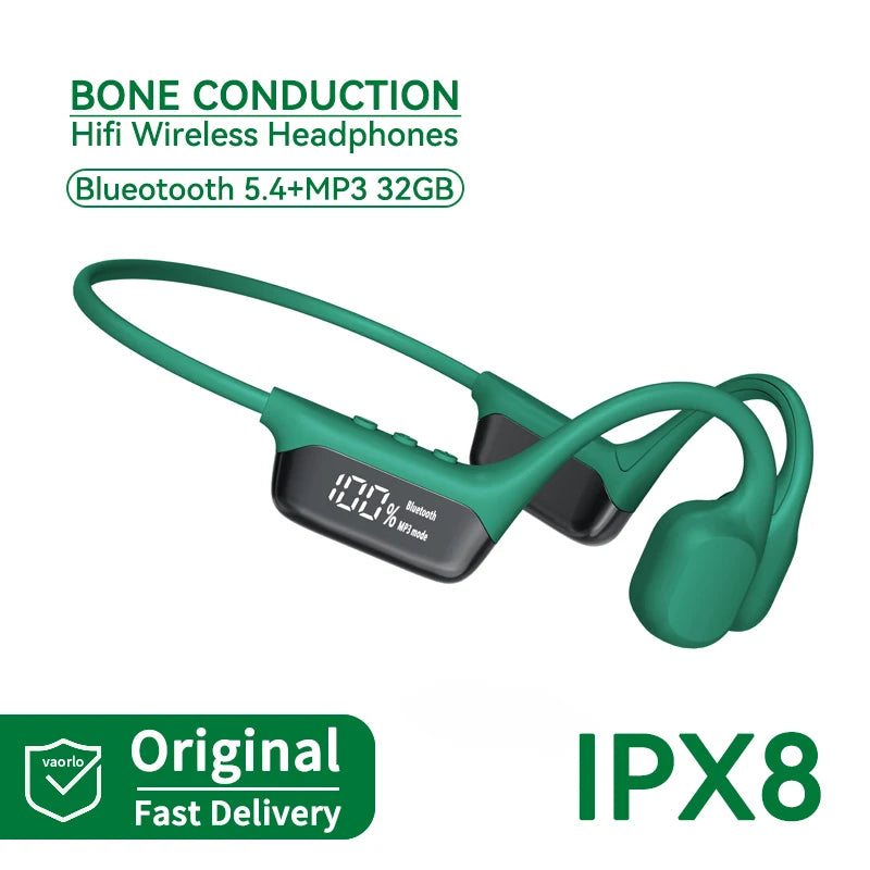 Original Bone Conduction Wireless Headphone IPX8 with Microphone Waterproof Swimming Cycling Running Headset Bluetooth 5.4 32GB RAM MP3 Player HIFI Music Outdoor Sports Products Earphones Supplies
