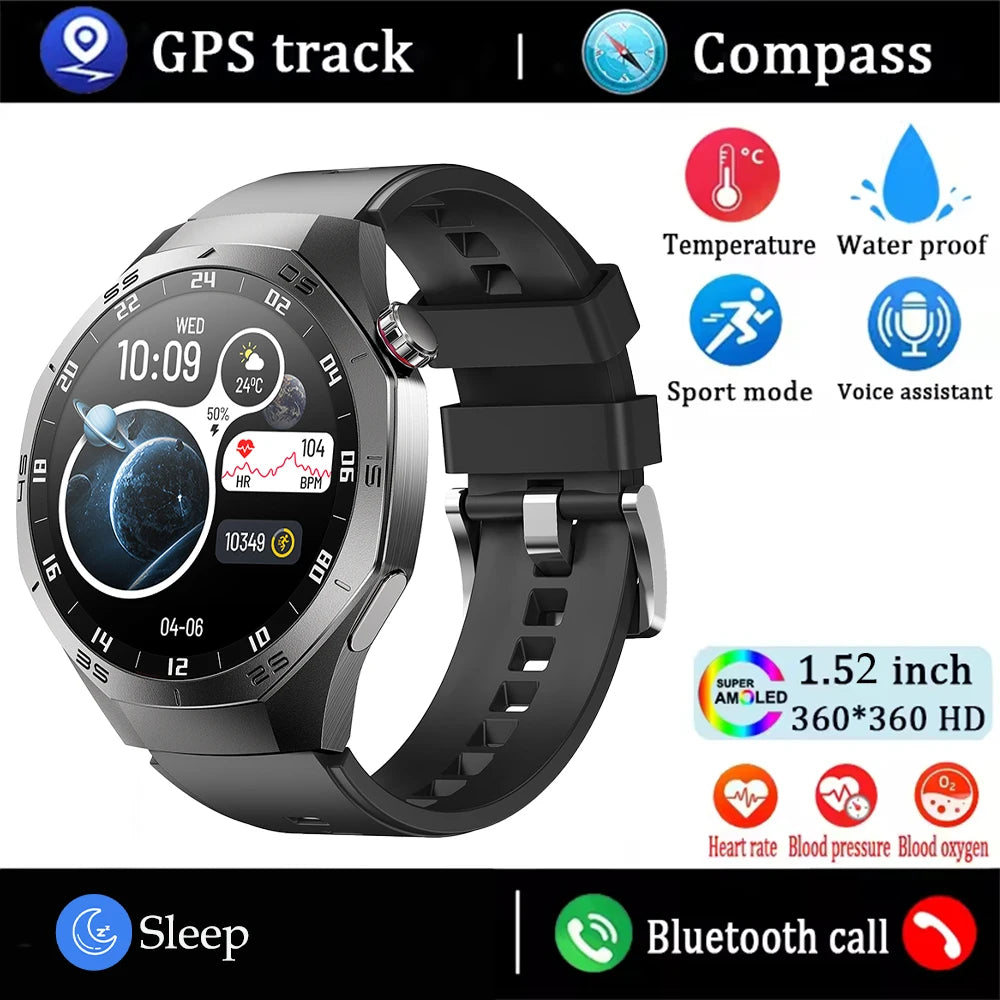 NEW 5 MAX RAM/ROM 128MB For Android and IOS Smart Watch Men AMOLED Screen GPS Motion Trajectory Heart Rate Bluetooth Calls Smart Watch Waterproof Women Men Smart Wrist Watch Health Care Sports Supplies