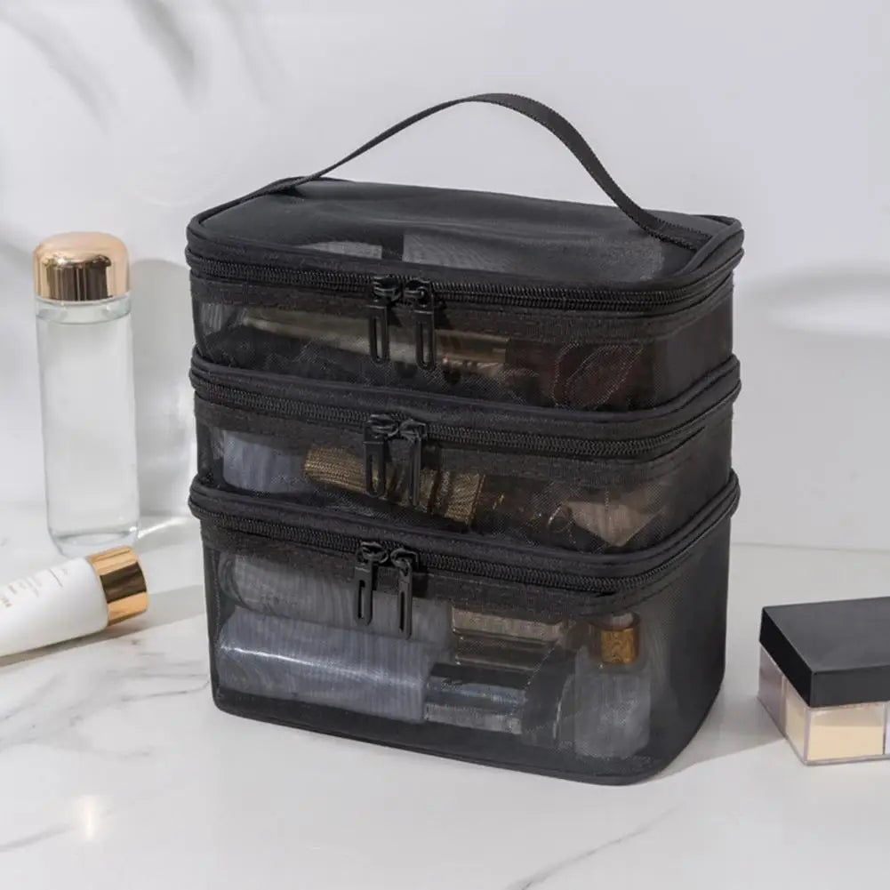 NEW Large Capacity Mesh Make Up Pouch Portable Multi-Layer Cosmetic Bag with Capacity Visible Zipper Closure for Travel Airport Outdoor
Makeup Storage Organizer Ladies Cosmetics Accessories Supplies