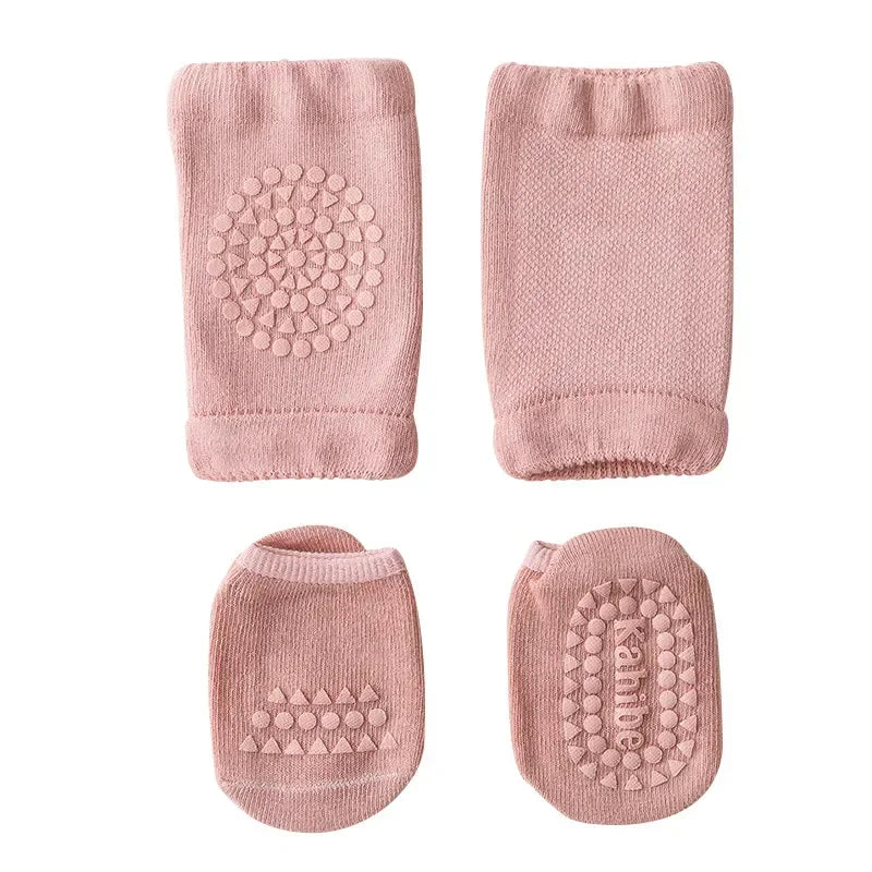 NEW 0-6Yrs Baby Knee Cotton Pads Socks Set for Girls Boys Summer Solid Color Anti Slip Socks Kid Crawling Safety Floor Sock Leg Knee Protector