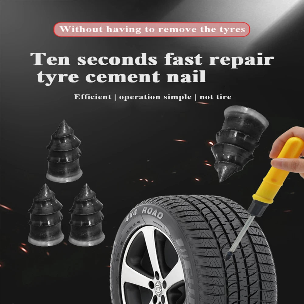 10Pcs Car Tyre Repair Rubber Nail Set Universal Car Motorcycle Tyre Repair Nails Truck Scooter Bike Tire Puncture Repair Tool