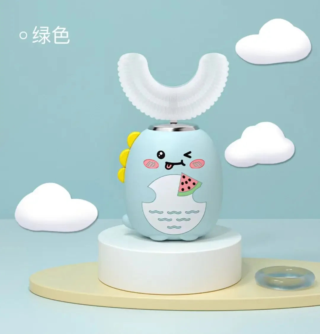 NEW Arrivals Children (3-12Yrs Old) U-Shaped Electric Toothbrush 360 Degrees Smart Cartoon Kids Silicone Toothbrush Automatic Rechargeable Sonic Toothbrush Oral Hygiene Accessories Dental Supplies