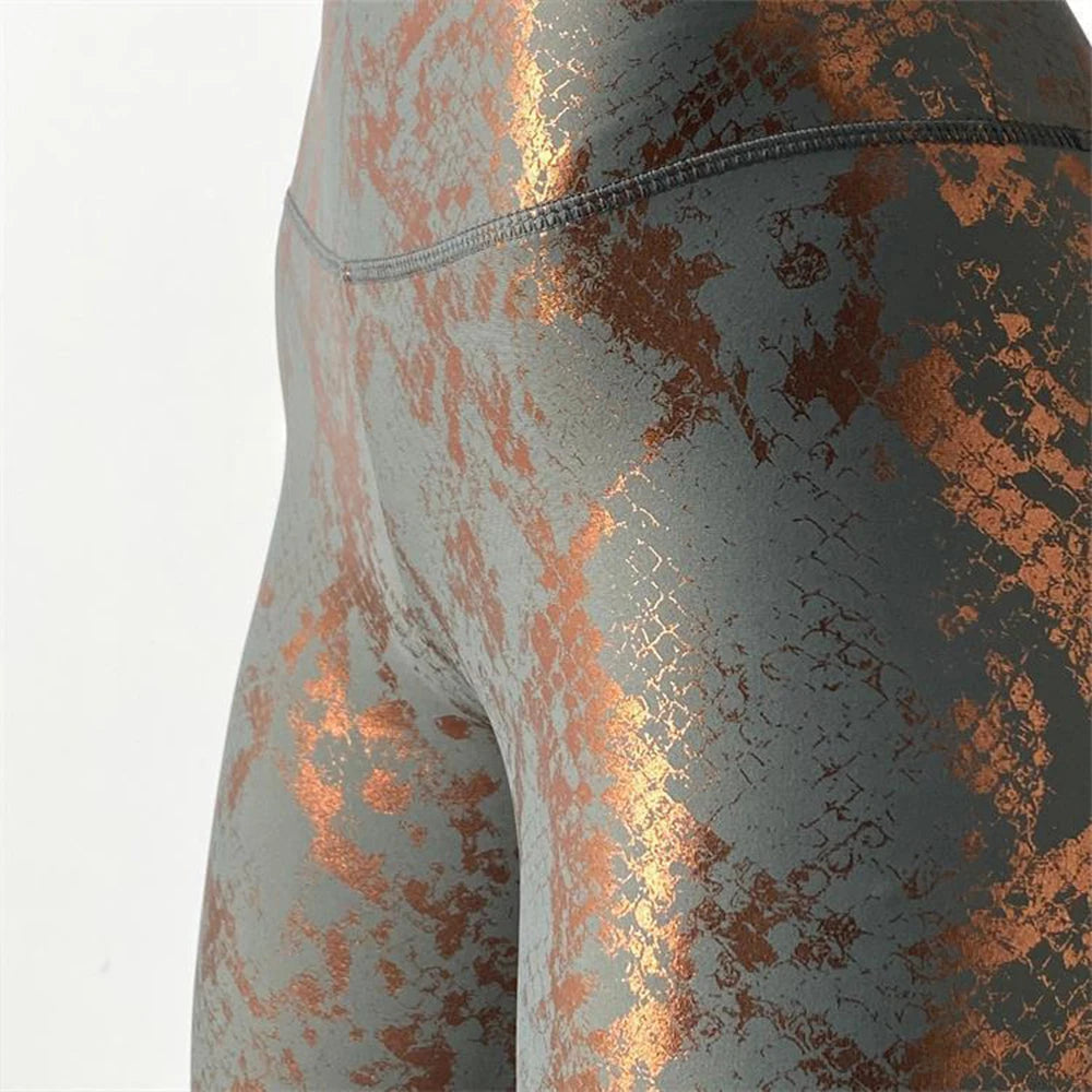 Snake Printed Yoga Pants Gilded Stretch Buttocks Sexy Casual Skinny Pants For Women High Waist Elastic Fitness Sporty Leggings