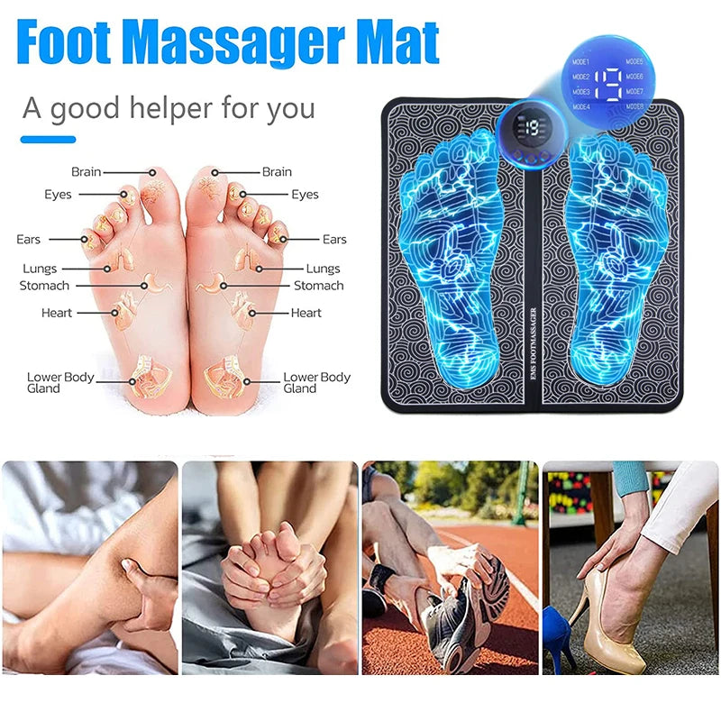 NEW Arrivals 19 Intensity & 8 Modes Electric Foot Massager Pad Muscle Massage Relaxation Trainer For Massage Fitness Outdoor Sport Home Family Relax Massage Accessories Health Care Supplies