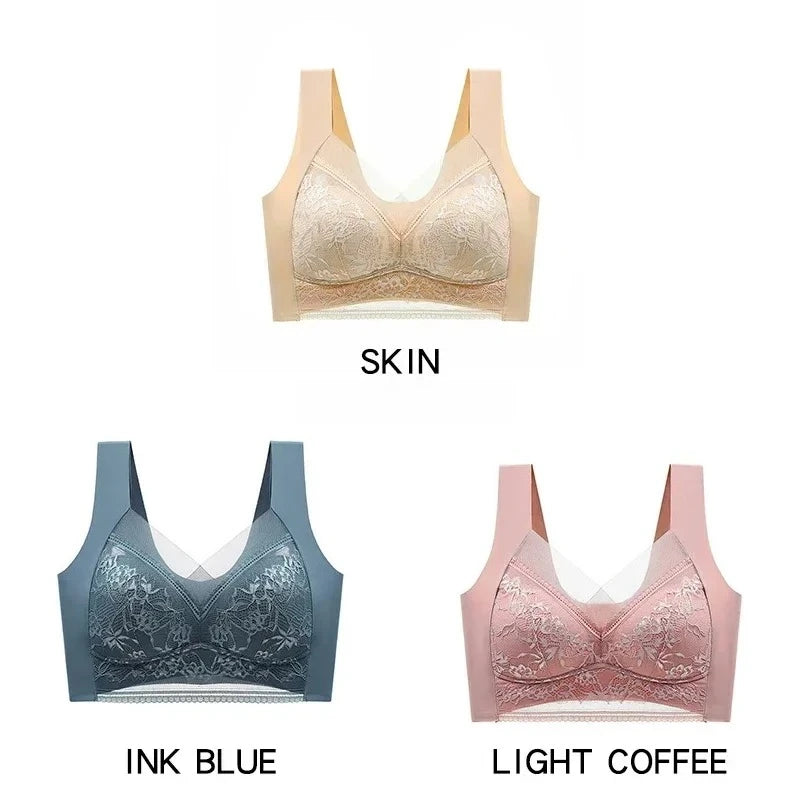 NEW Arrivals 3PCS Set 6 Colors/Patterns L-6XL(115KG) Women's Push Up Bralette Wireless Bras - 5cm Natural Lift, Seamless Lace Plus Size No Underwire Comfort