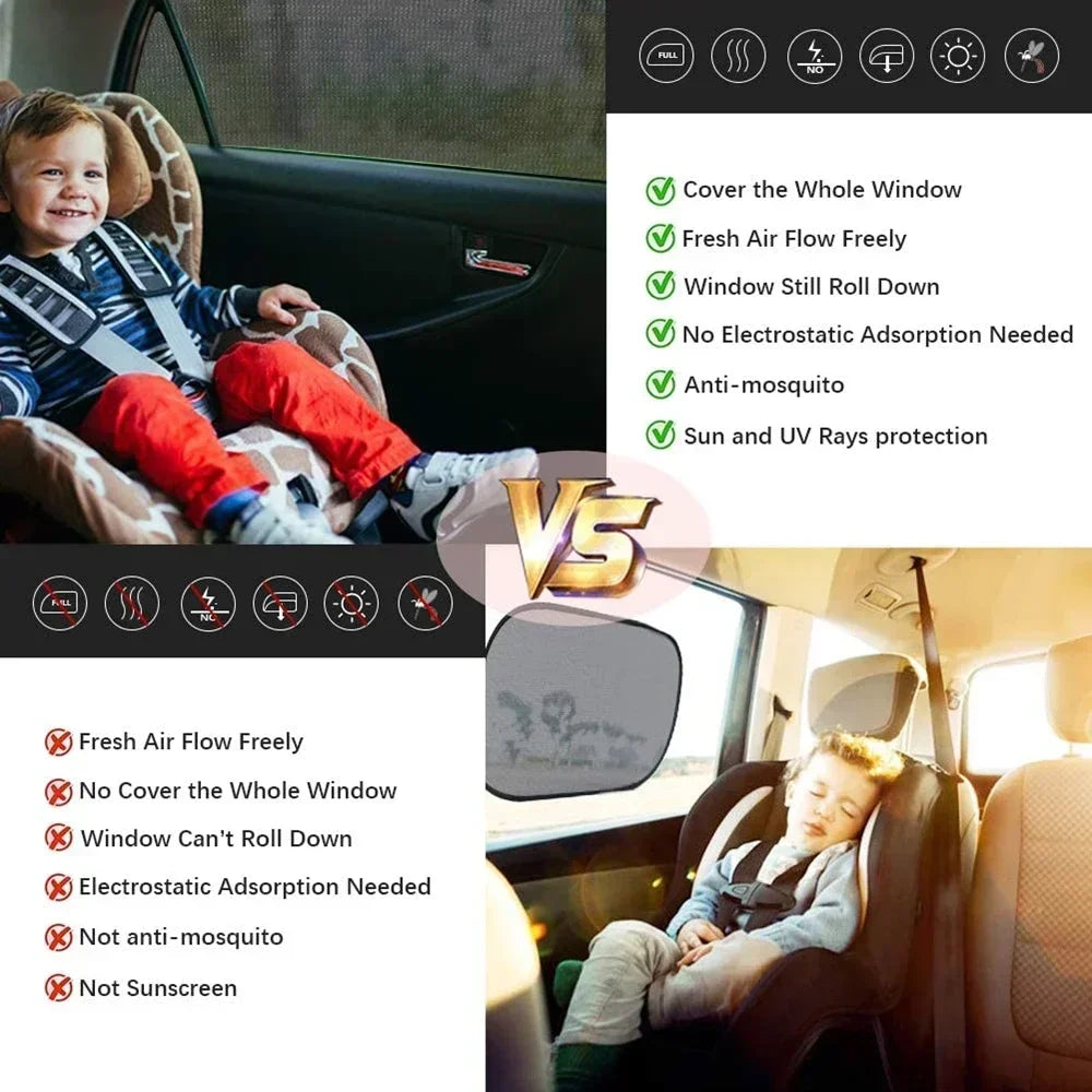 NEW Arrivals 4PCS Set Car Mosquito Screen, Window Mesh, Car Window Mosquito Net, Mosquito Proof Car insect Proof Glass Sunshade Curtains Accessories