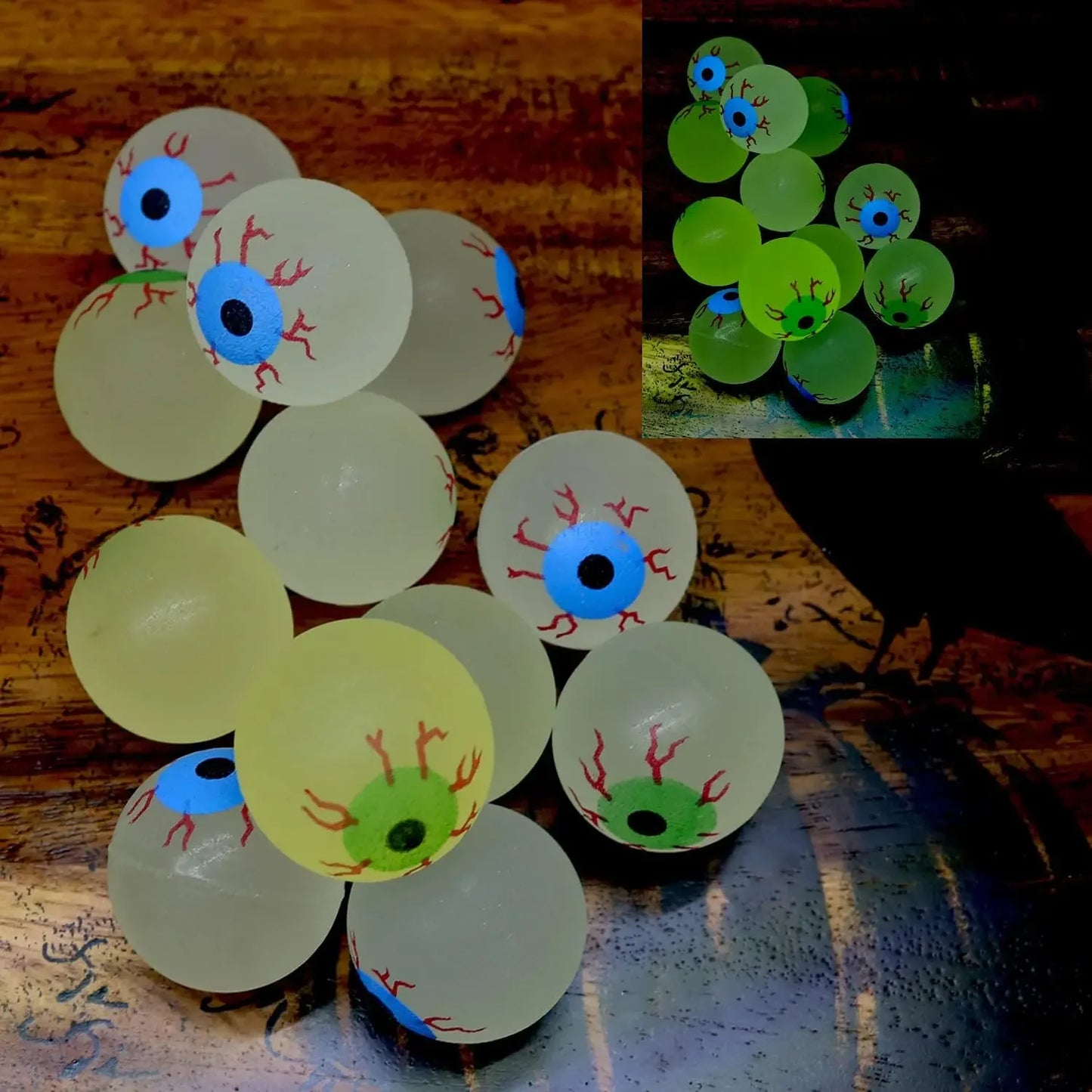 10/20/30pcs Luminous Glow in The Dark Eyeball 32MM Bouncy Ball Halloween Supplies Toys Horror Scary Ball Toys Gift Fake Eyeballs