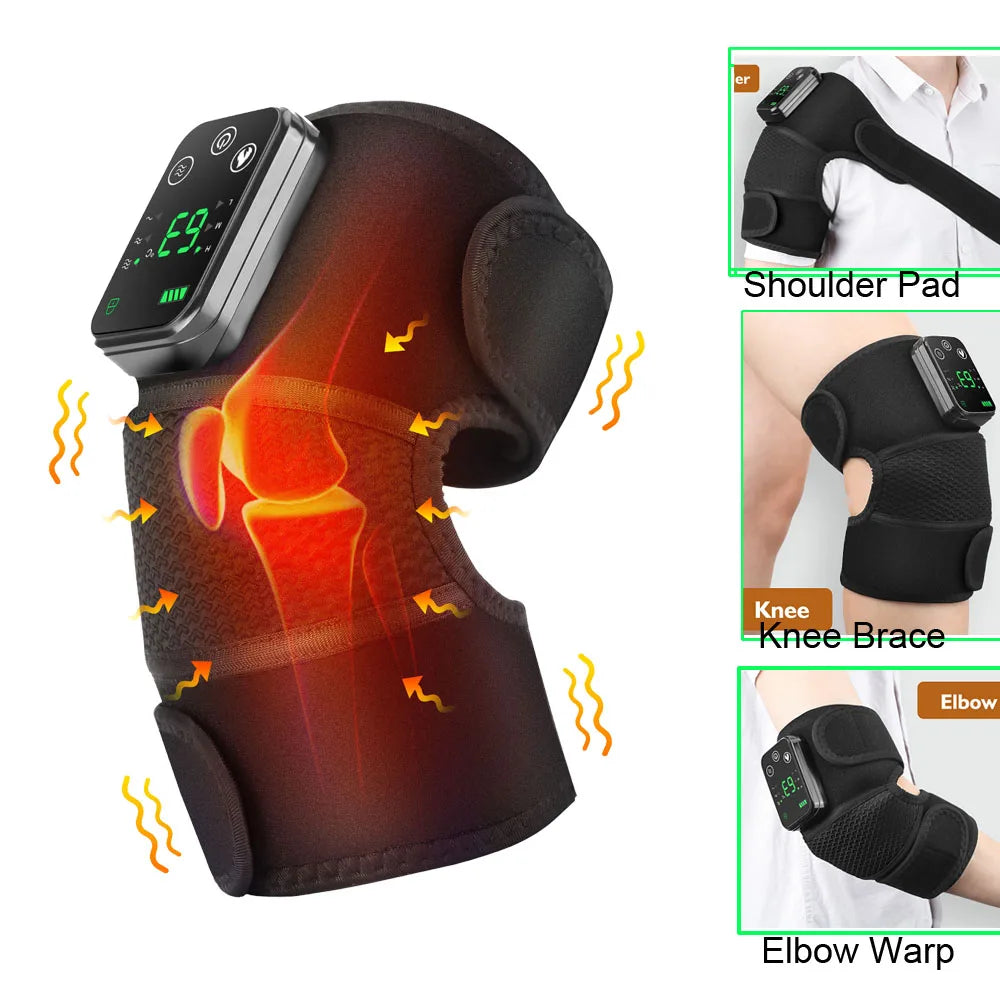NEW Arrivals Black/Gray Color Electric Heating Shoulder- Knee Massage Brace Belt Thermal Vibrator Shoulder Temperature Massage Support Pad Sports Pain Relief Instrument Health Care Supplies