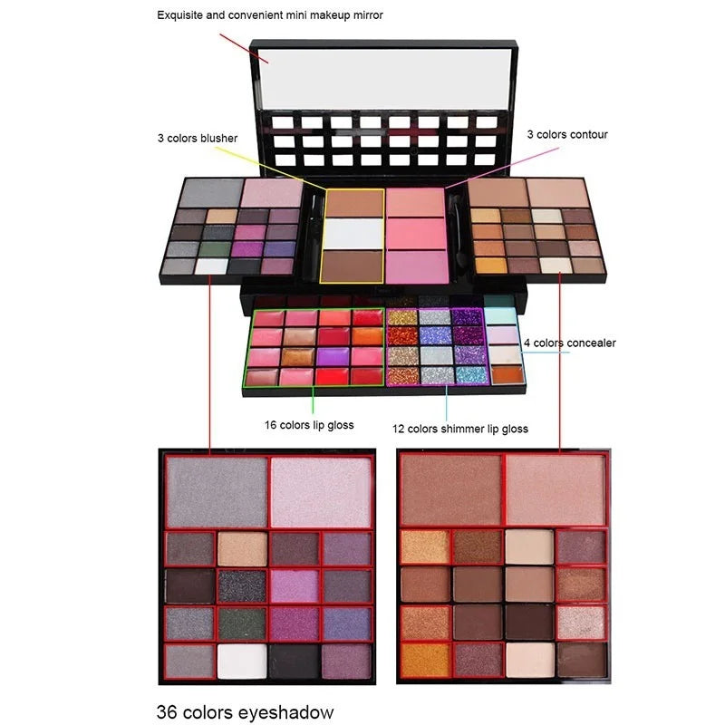 NEW Arrivals 40 Colors Set Glitter Eyeshadow Palette Matte Waterproof Long Lasting Pressed Powder Cosmetics Kit Fashion Women Make-Up Tools Cosmetics Supplies