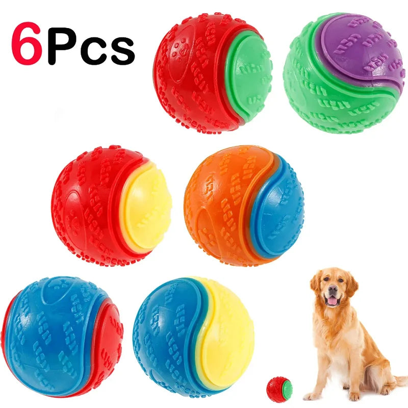 6PCS Set Squeaky Balls Toys Dogs Interactive Toys TPR Dog Chew Toy for Dog Pet Teeth Cleaning Bite Resistance Pet Supplies