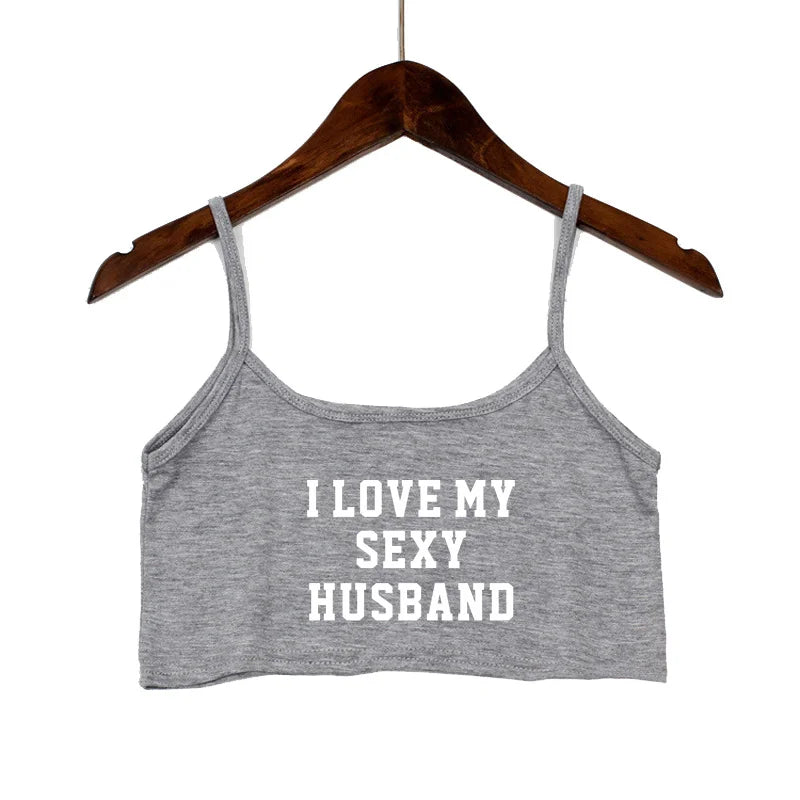 NEW Arrivals 15 Patterns 5 Colors *I LOVE MY HOT HUSBAND* Women Fashion Tank Top Women Clothing Sexy Tops for Girls Sexy Seamless Sleeveless Backless Camisole Summer Beach Streetwear