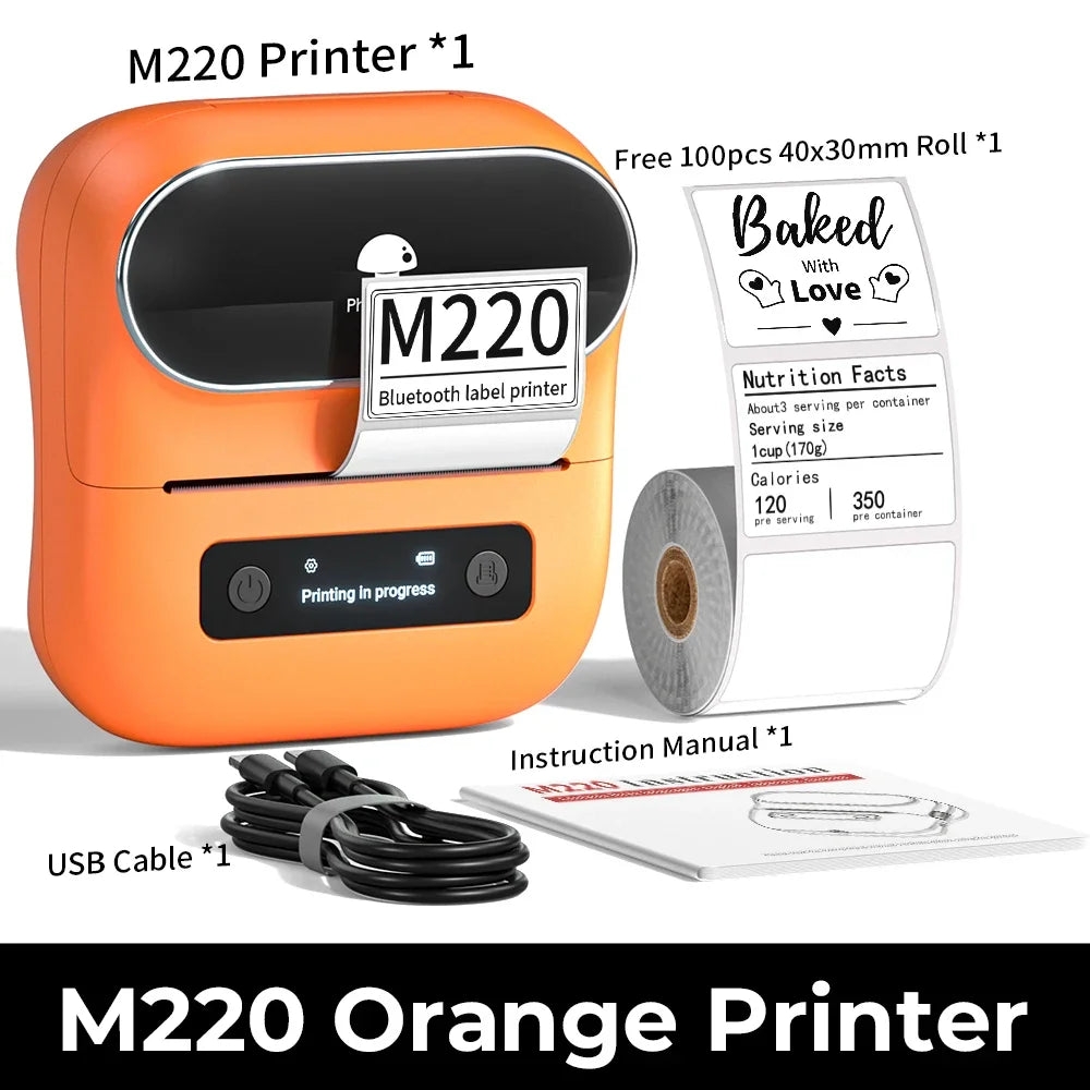 NEW Arrivals Original PHOMEMO M220 Label Printer 75mm Thermal Label Maker for Barcode Address Labeling Mailing File Folder Labels for Phone & PC Home Office Business