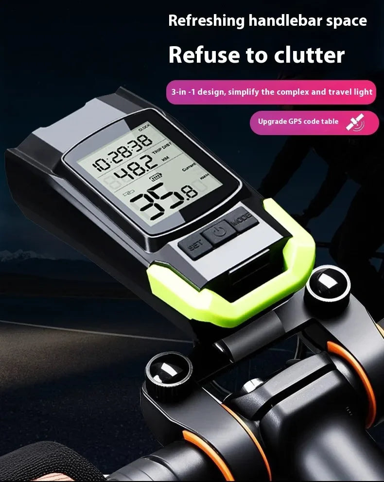 NEW GPS Wireless Code Table Speaker Light 3 in1 Five-Star Positioning 4000mAh Long Endurance High Brightness Riding Equipment Bicycle Accessories