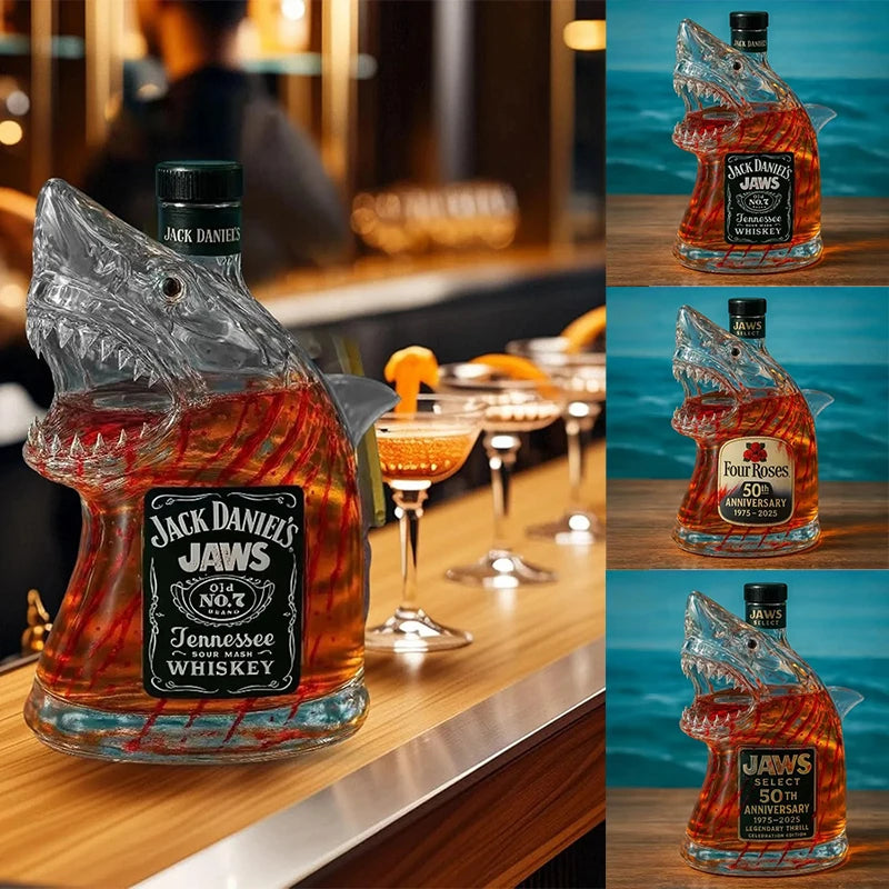 NEW Arrivals Shark Statue Whiskey Wine Liquor Bottle, Decanter Wine Decoration For Bar ,Office, Home Animal Whiskey Bottle 3D Engraved Shark Glass 320ml