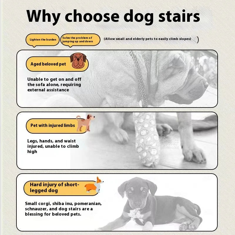 NEW 3/4 Steps Ladder Dogs Pets Bone Shape Puppy Stairs Beside The Sofa Bed Ramp for Dogs Protecting Pet Joint Safety Stairs for Elderly Dogs Pets Furniture Supplies