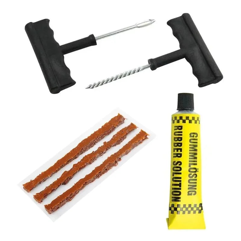 NEW Arrivals 50Pcs Set Bicycle Car Motorcycle Tire Repair Tool Kit with Rubber Strip Tubeless Tire Puncture Studding Plug Motorcycle Truck Vacuum Tire Repair Tools Kit