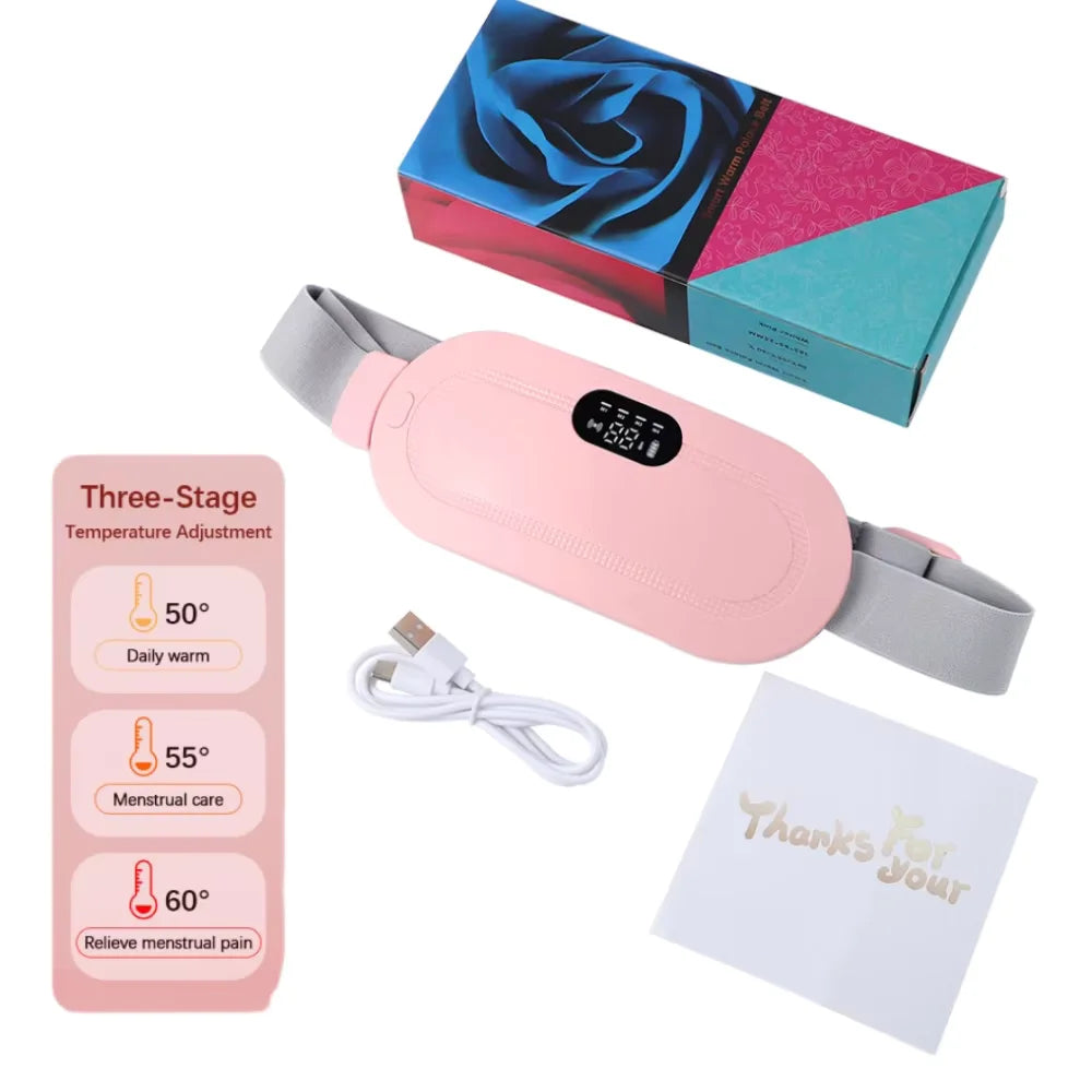 NEW Electric Heating Pad Menstrual Cramp Massager Belt Women Period Care Hot Compress Device Vibration Abdominal Ulter Warmer Belt Women Personal Care Health Care Hygiene Supplies