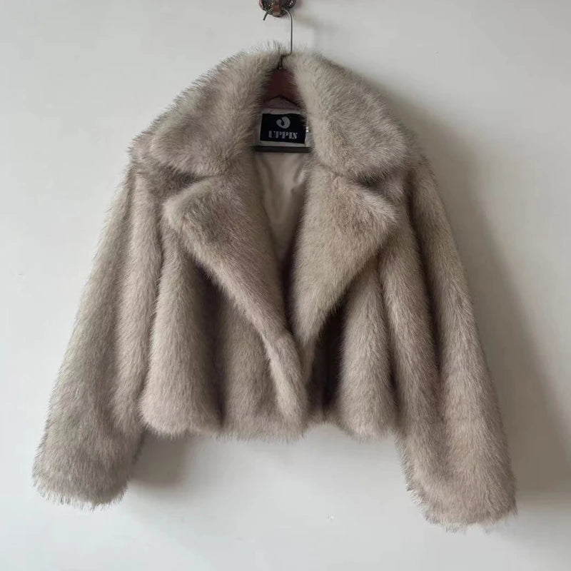 NEW Arrivals 3 Colors Luxury Brand Autumn Winter Women Fur Coat Women Short Lazy Wind Fox Fur Jacket Snow Clothes Evening Party Nightclub Outfit Cropped Fluffy Casaco De Pele Feminino