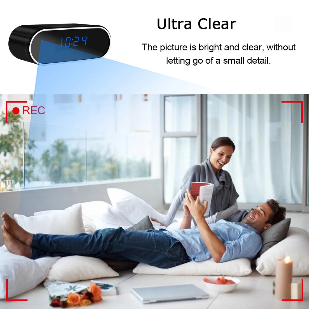 Mini Camera Clock Full HD 1080P Wireless Wifi Control IR Night Vision View DVR Camcorder Home Surveillance Monitor Video