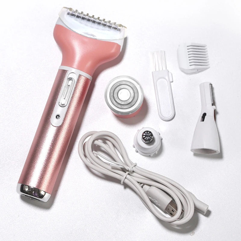 4 in 1 Body Hair Removal Epilator Armpit Hair Bikini Hair Leg Hair Pubic Hair Electric Razor Clipper Shaver Trimmer Women