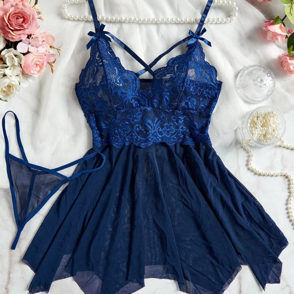 NEW Arrivals Women Suspenders Sleepwear For Sleeping Women Pajama Night Dress Thong Set Nighties And Lingerie Women's Nightwear Seductive Dresses