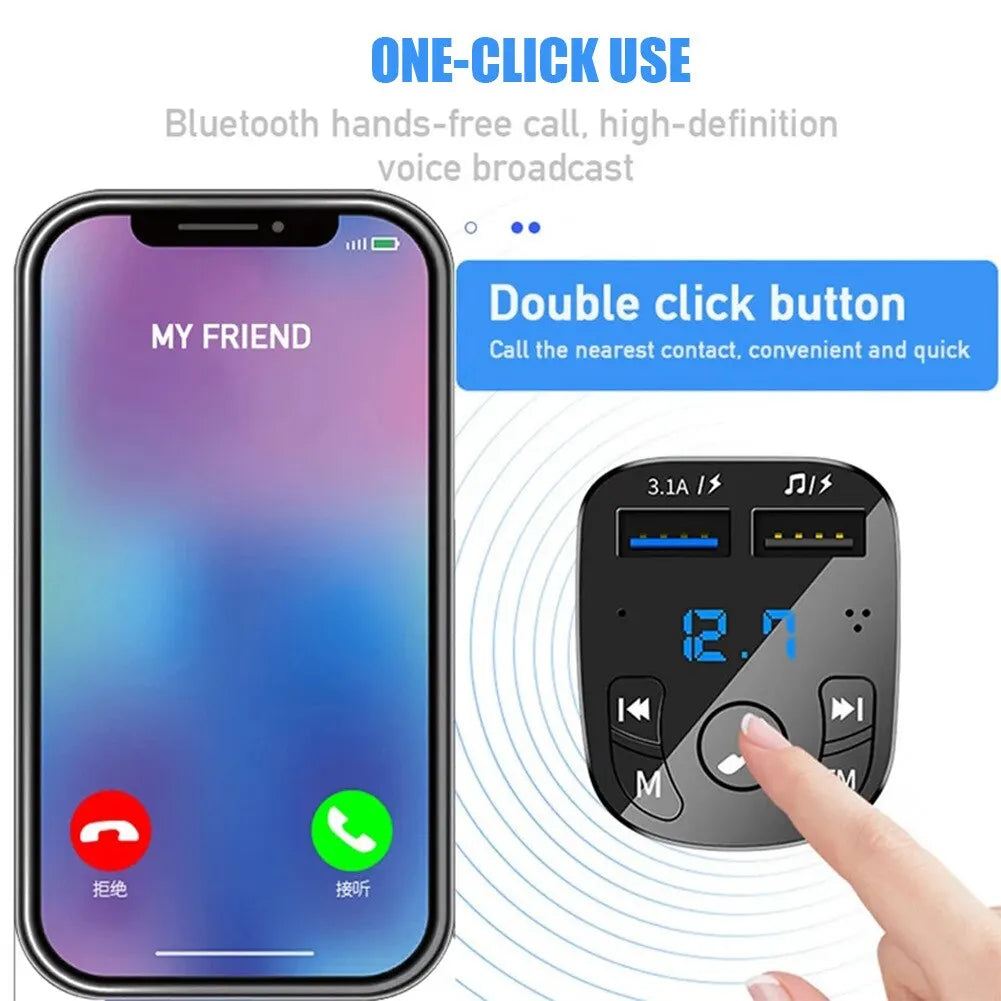 Car Mp3 Player Dual USB Fast Charger Fm Bluetooth Receiver Bluetooth Compatible 5.0 Fm Transmitter USB Flash Drive Plug Car Kit