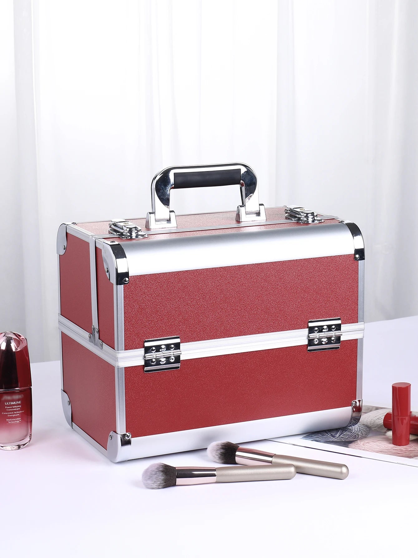 NEW Arrivals 8 Colors Make-Up Train Case Aluminum Alloy Case Pedicure Tool Box with Handle Cosmetic Box Portable Makeup Case Organizer