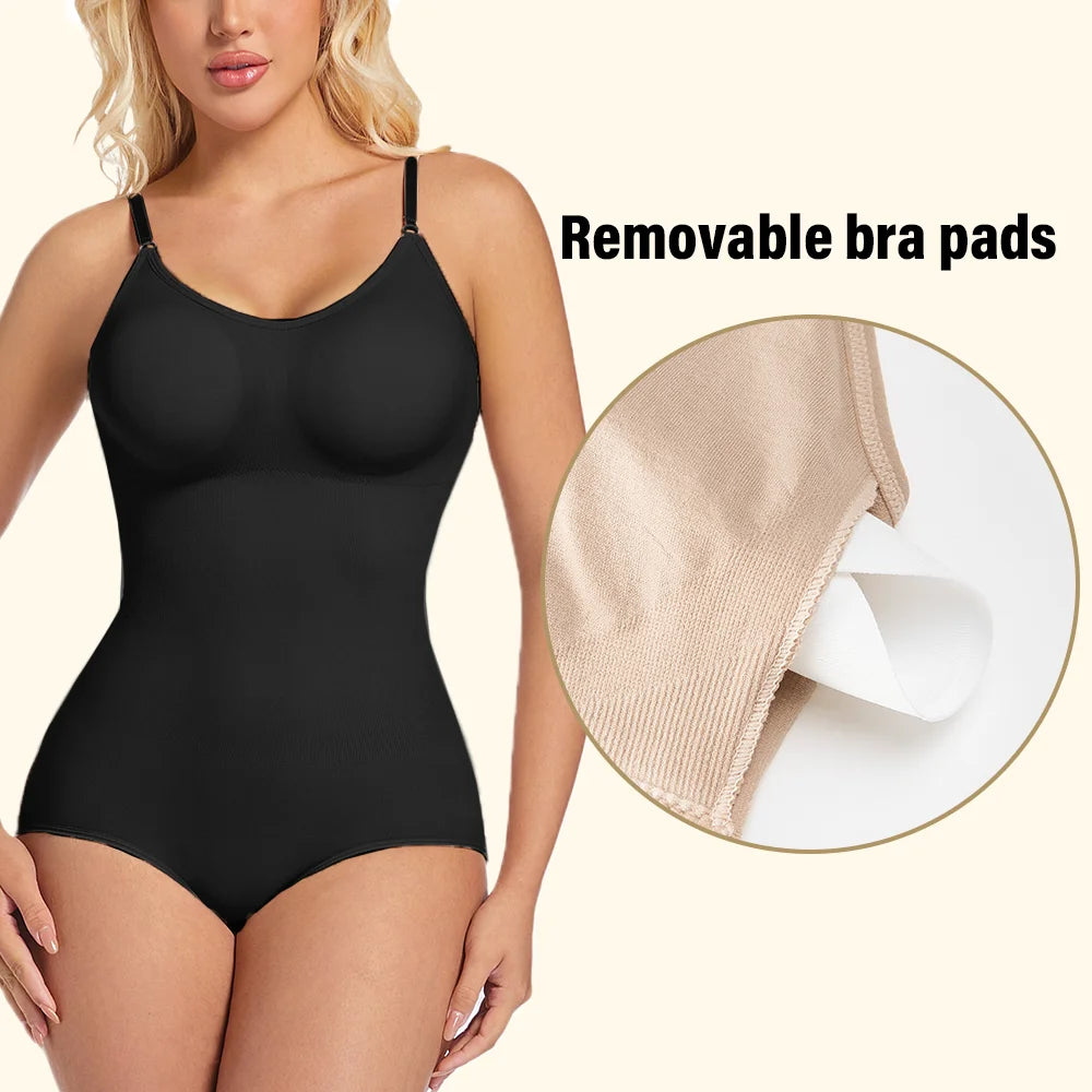 NEW Arrivals 2PCS Set S-2XL Slimming Shapewear Removable Bra Pads Bodysuit Body Shaper Women Seamless Tummy Control Slimming Sheath Flat Belly for Underwear