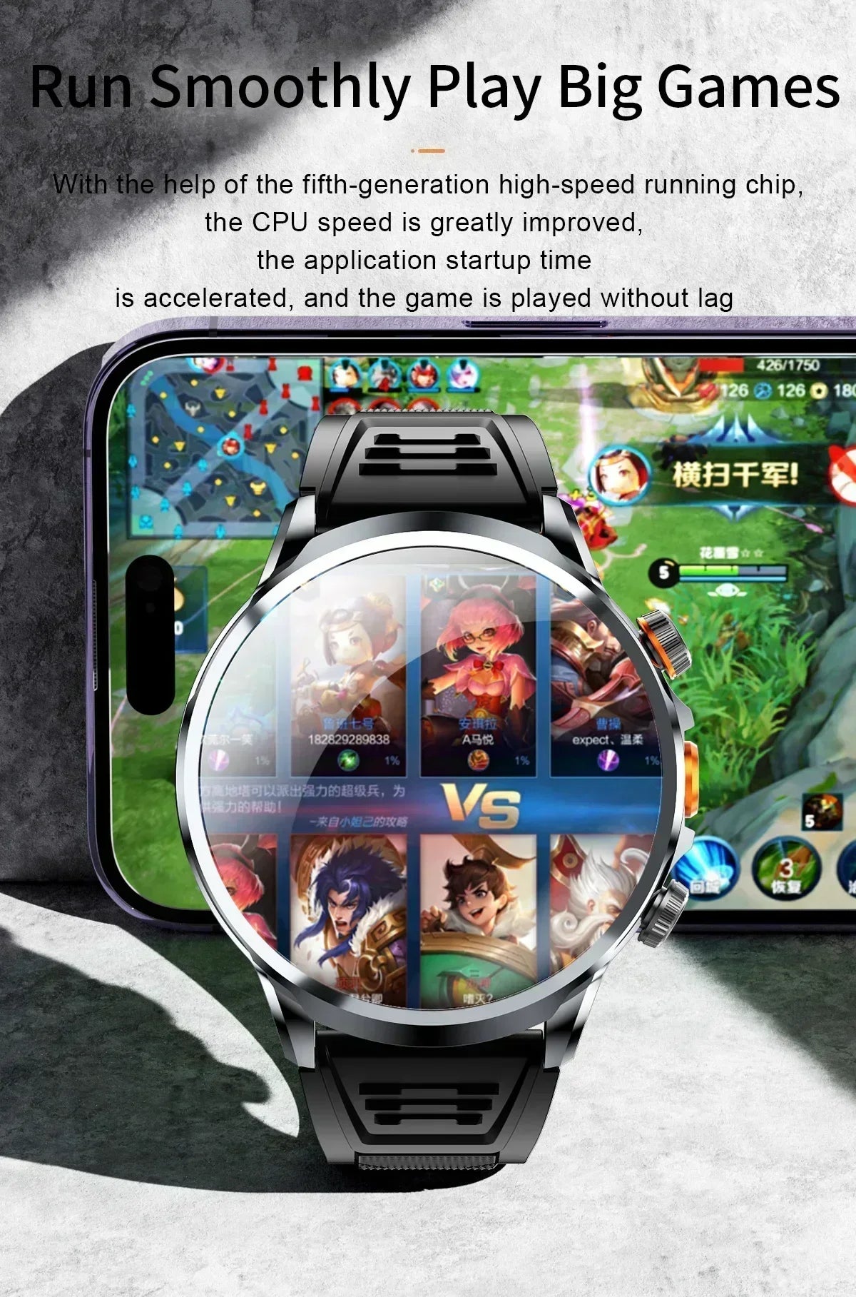 NEW Arrivals GPS Tracker Heart Rate Blood Pressure Multiple Sports Modes and Languages Android Adult Smart Watch 1.95 'AMOLED 8GB+128GB Storage 4G Full Network Google Play WIFI GPS Sim Card