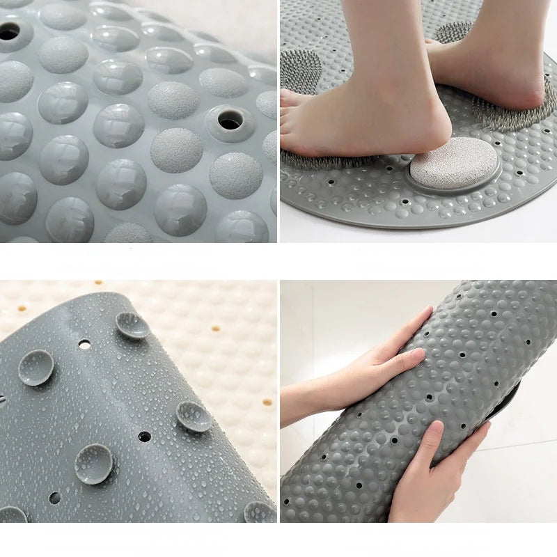 NEW 3 Colors Bathroom Non-Slip Mat Household Bathroom PVC Toilet Water-Repellent Rubbing Stone Floor Mats Shower Room Massage Floor Carpet Bathroom Accessories