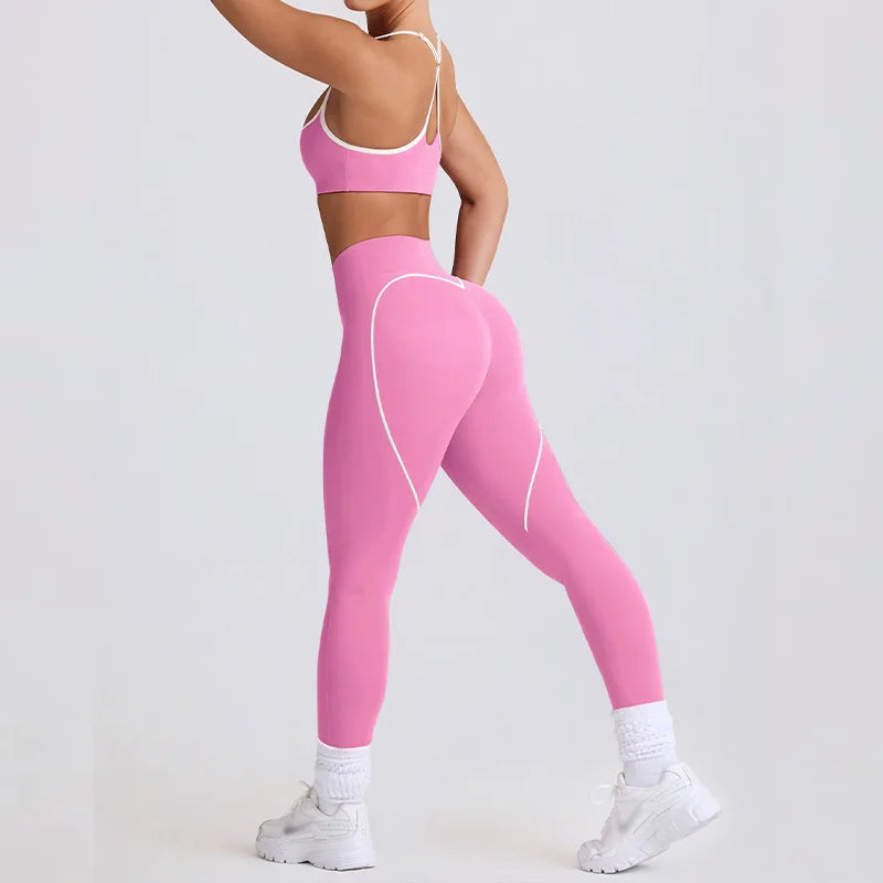 NEW Arrivals 2 PCS Set 5 Colors Tracksuit Women Yoga Set Nude Feeling Workout Set Gym Clothes Push Up Fitness Running Sportwear Sport Girls Bra Leggings Suit