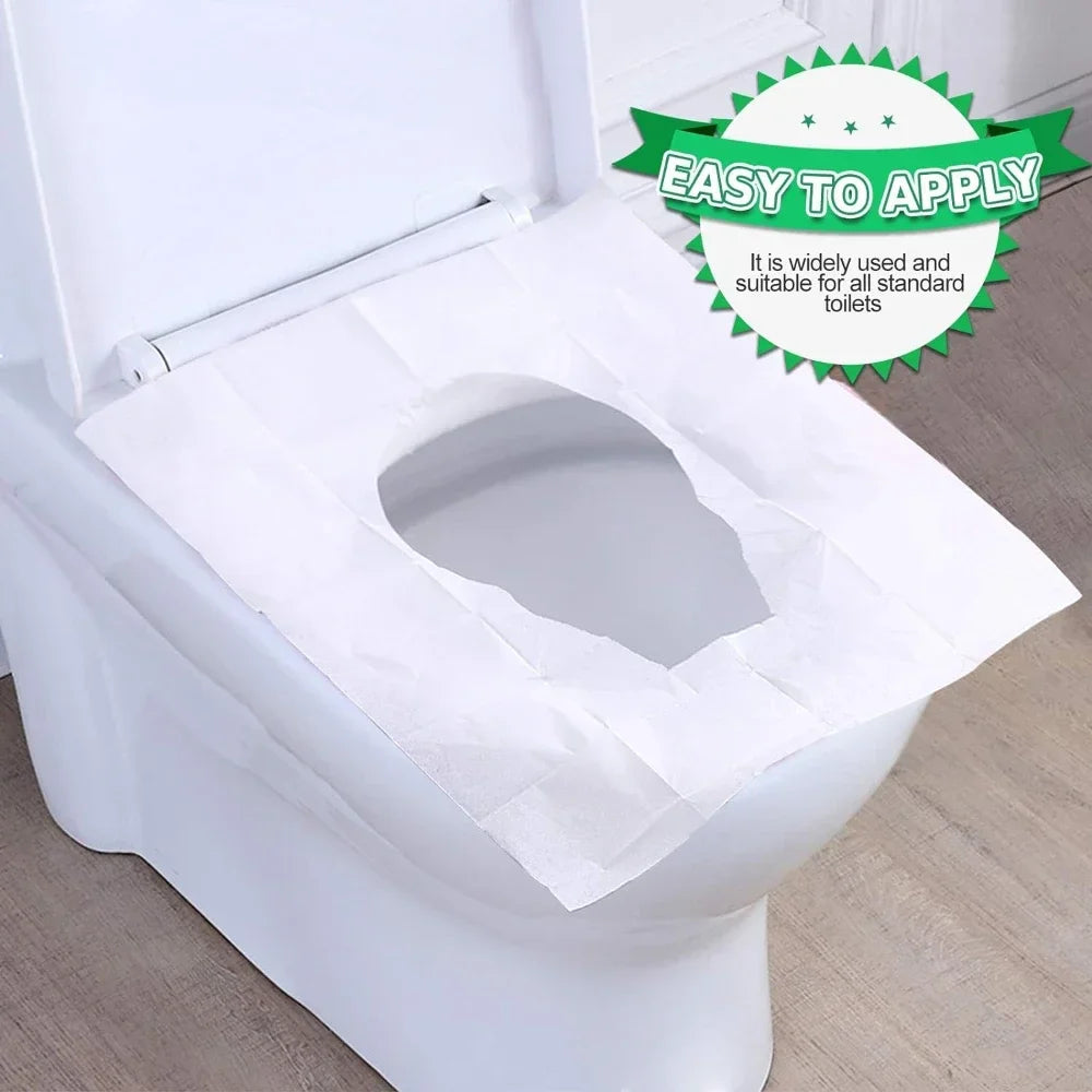 NEW Arrivals 200PCS Set Disposable Toilet Seat Cover Paper Portable Waterproof Soluble Water Travel Camping Hotel Bathroom Toilet Mat Pads