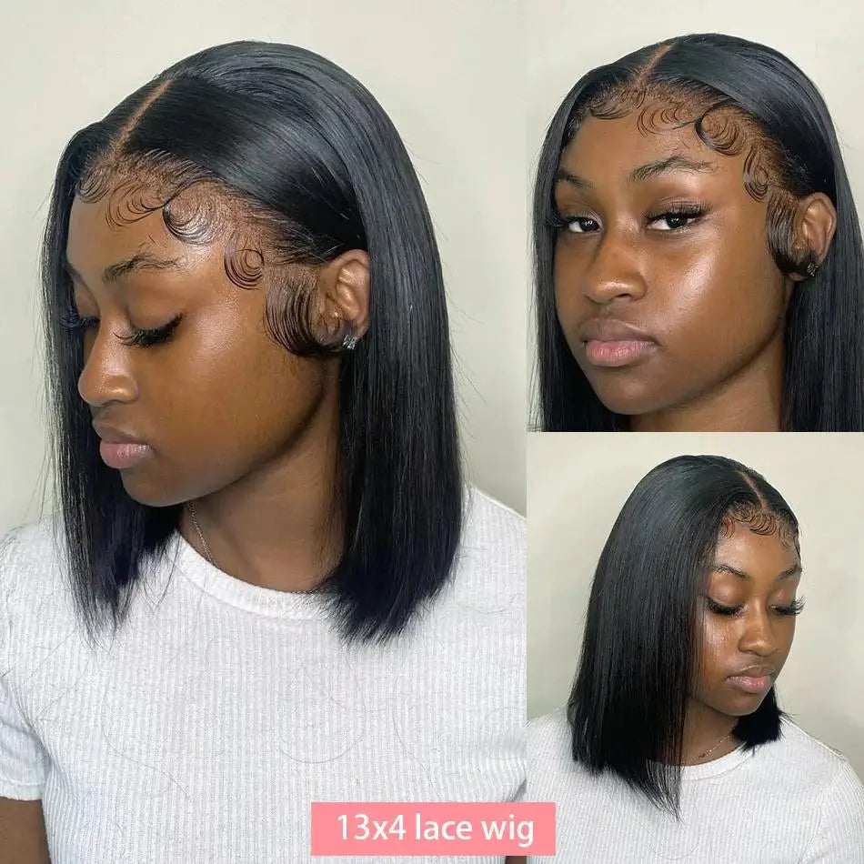 NEW Arrivals 13x4 Straight Lace Frontal Bob Wig 8-14 Inches Pre Plucked 100% Real Human Hair Wigs Brazilian Remy Bone Straight Bob Super Sale