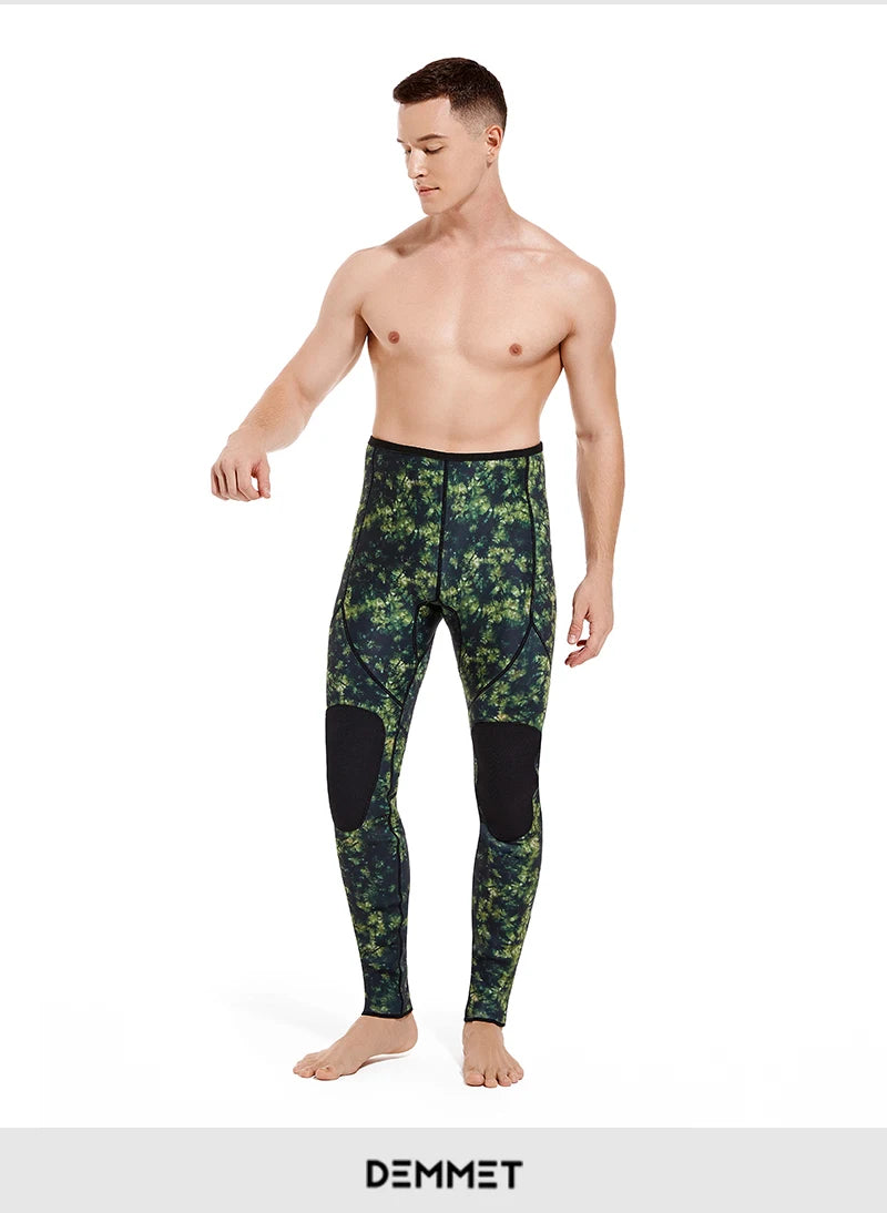 NEW S-3XL Plus Size 3mm/5mm Professional 2PCS Set Spearfishing Wetsuit Camouflage Open Cell Neoprene Free Diving Suit Full Suit Men Hooded Snorkeling Suits Sports Kayak Swimming Diving Sets