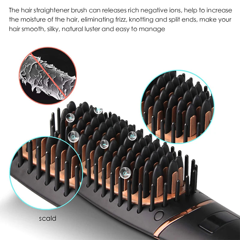 Men Hair Straightener Comb Led Display High Quality Negative Ion Comb Electric Hair Straightening Brush