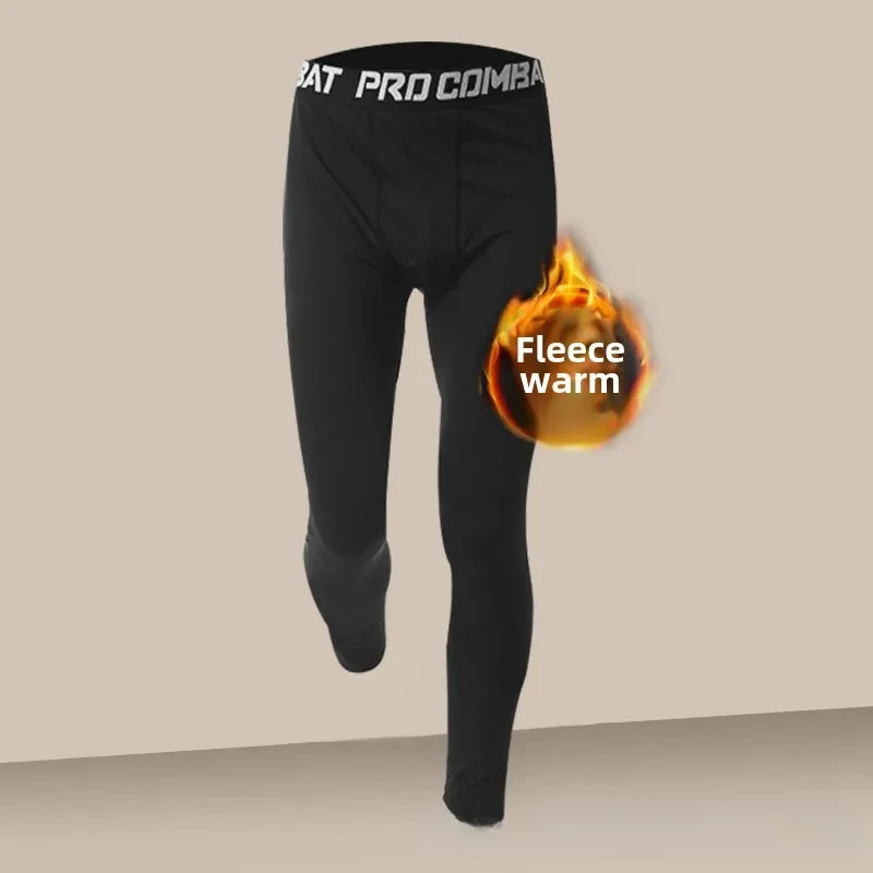 NEW 3PCS Set S-3XL(95Kg+) Men's Thermal Plush Base Layer Set Winter Thickened Cycling Morning Running Training Quick Drying Clothes Fitness Tight Sports Men's Sweats Set