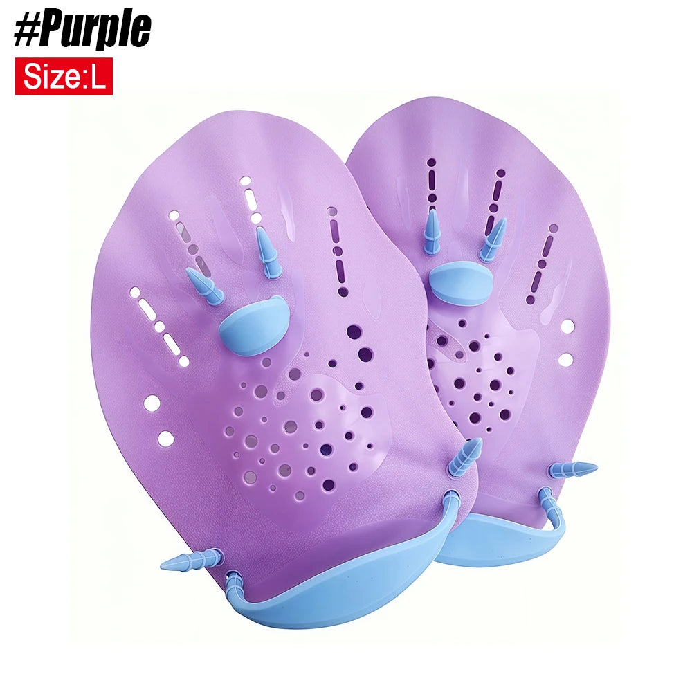 Adults and Kids S-L Size 1Pair Power Swim Silicone Hand Paddles for Lap Swimming - Adjustable Straps - Lap Swimming Gears - Hand Paddles Beach Water Pool Swimming Accessories Bathing Supplies