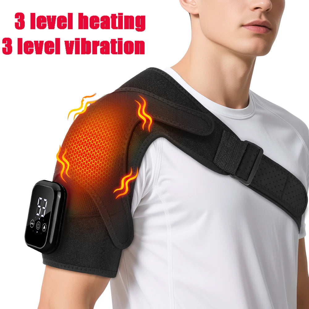 Electric APP Heating Shoulder Pain Relief Therapy Massage Heated Back Shoulder Brace Perfect For Cyclists Runners Adjustable Heating Shoulder Massage Belt For Arm Muscle Relaxation Sports Injuries