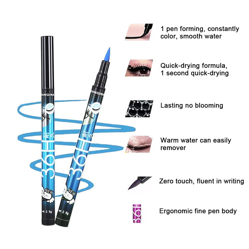 Liquid Eyeliner Quick-Dry Waterproof Eyeliner Pencil 36H Long-Lasting Black Liquid Eye Liner Pen Makeup Cosmetics Tool Beauty