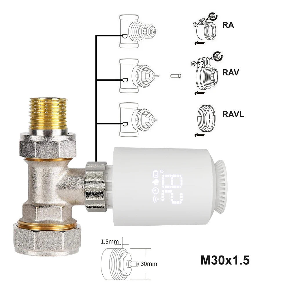 TUYA App Smart ZigBee TRV Radiator Actuator Valve Thermostatic Radiator Valve Temperature Controller Support Alexa Google Home
