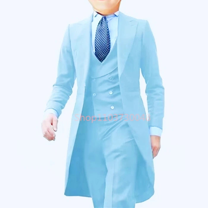 Low-Price Sales are Limited NEW 3PCS Set 7 Colors S-6XL PLUS SIZE Gentleman Luxury Wedding Evening Party Men Long Tail Coat Formal Groom Tuxedos Prom Male Suits Fashion Clothing Set Jacket Pants Vest