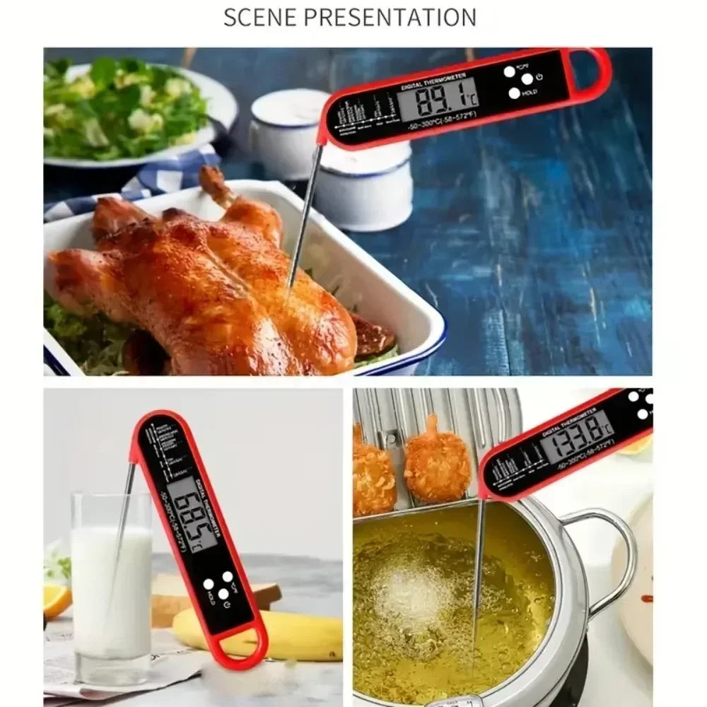 NEW Arrivals -50 300C Waterproof Digital Food Kitchen Thermometer For Oven Meat Cooking Grilling With Rotating LCD Screen Alarm Function Outdoor BBQ Picnic Camping Cooking Accessories