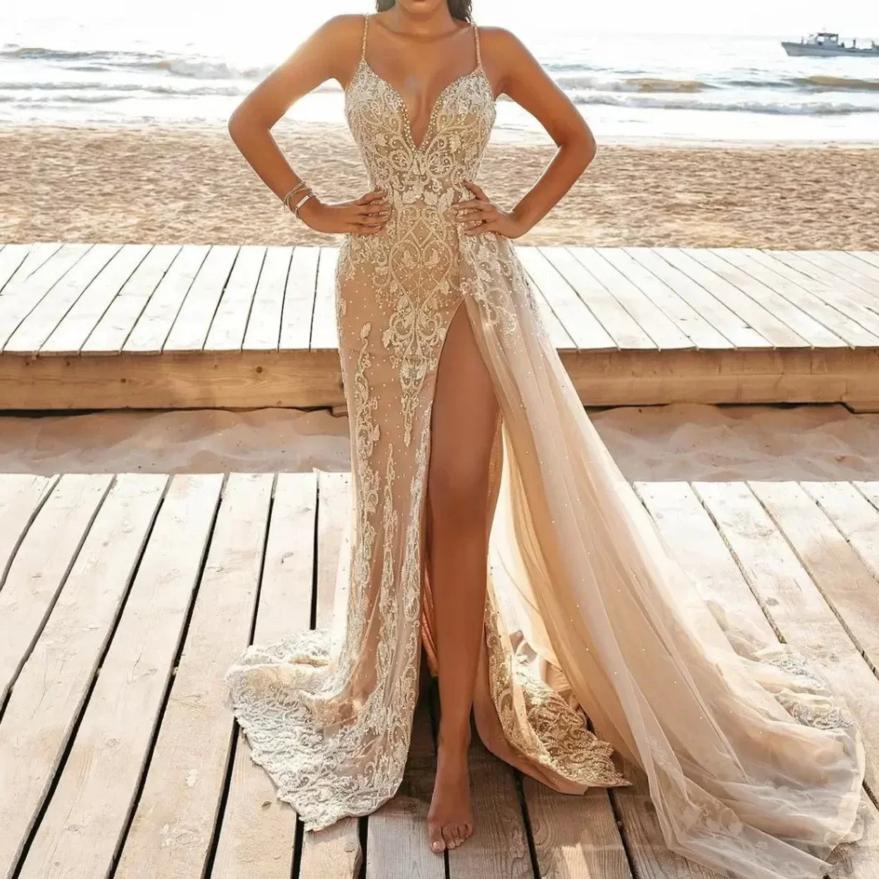NEW Arrivals S-3XL Plus Size Spring Summer Cross-Border Women's Luxury Gold Long Dress Sleeveless Mesh Hollow Evening Formal Wedding Guest Celebrities Sexy Dress Ladies Fashion Clothing