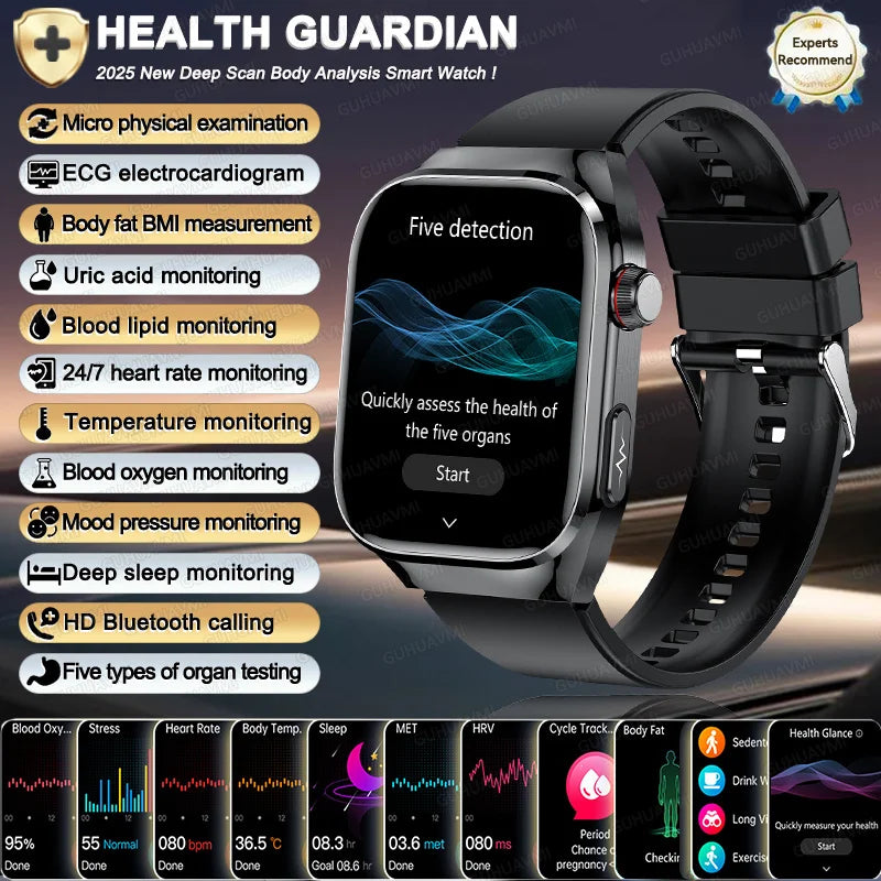 NEW Arrivals 12 Colors/Patterns Women Men Ai Diagnosis Health Healing Wrist Watch ECG+PPG Smart Watch Precise Uric Acid Blood Pressure Organ Body Analysis Smart Watch HD Call Watches Health Watch