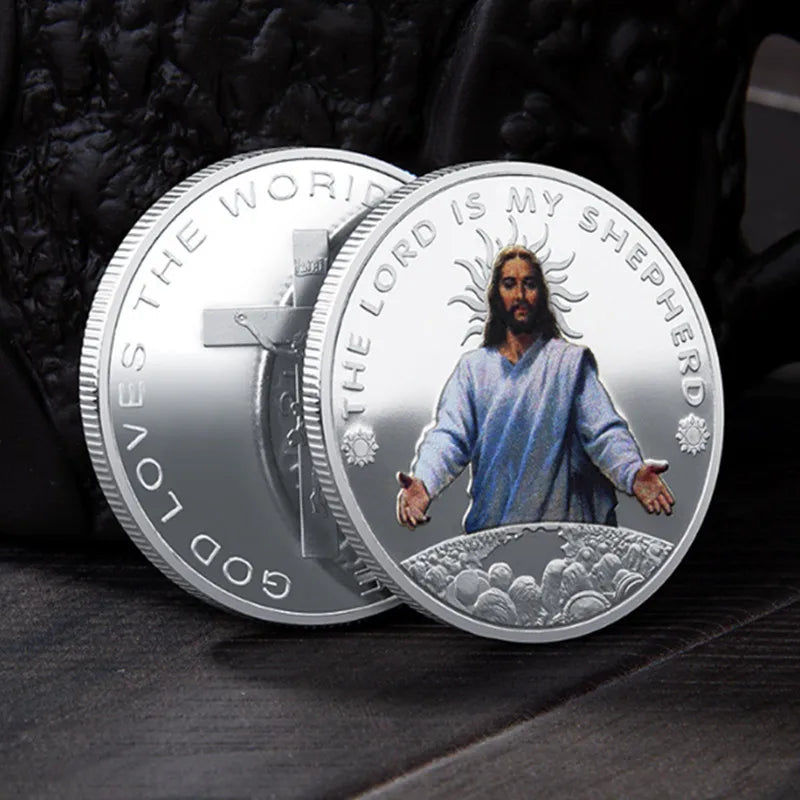 JESUS Commemorative Coin Christ Metal Medallion Gold Plated Silver Coin Religious Coin Collection
